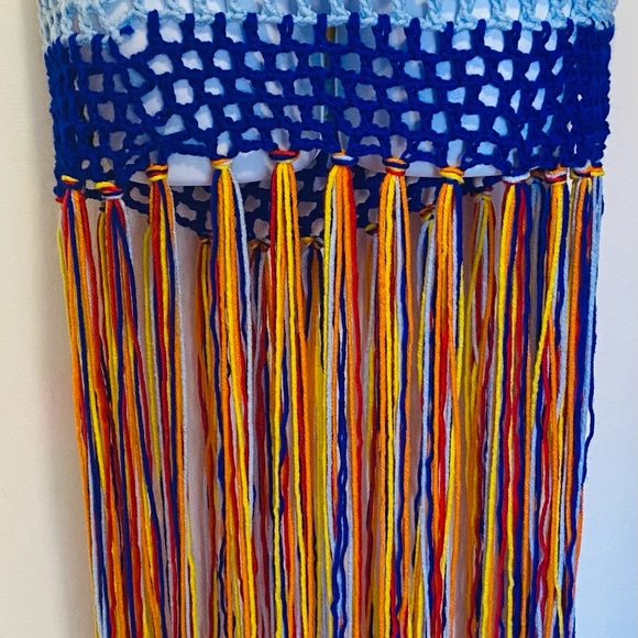 Crochet Rainbow bralette mesh skirt fringe - Picture 2 of 7